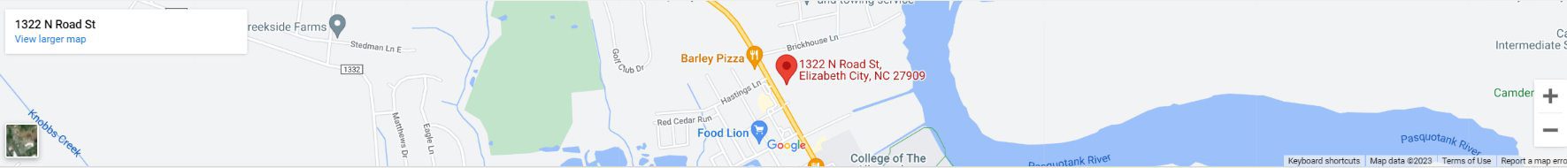 A map of the location of elizabeth city